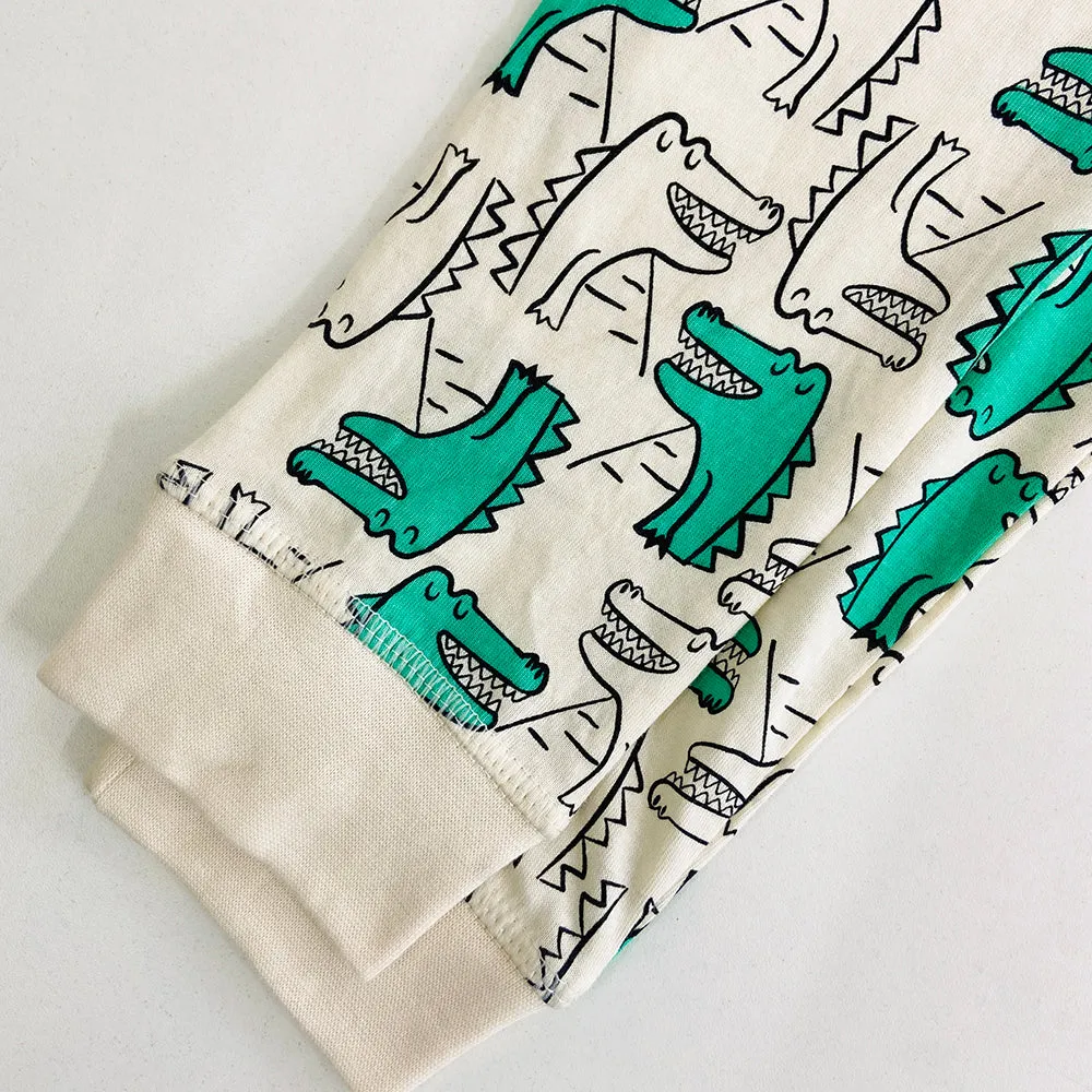 Girls Elasticated Printed Cotton Pajama With Ankle Cuff