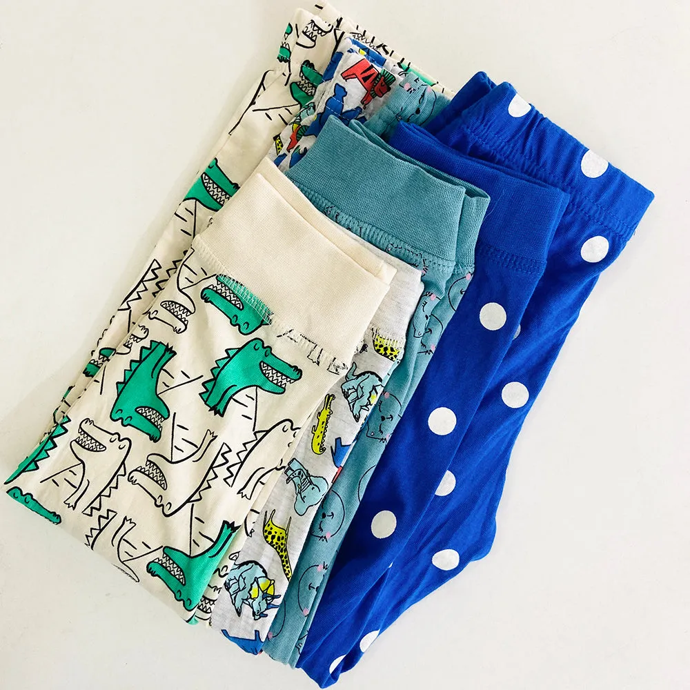 Girls Elasticated Printed Cotton Pajama With Ankle Cuff