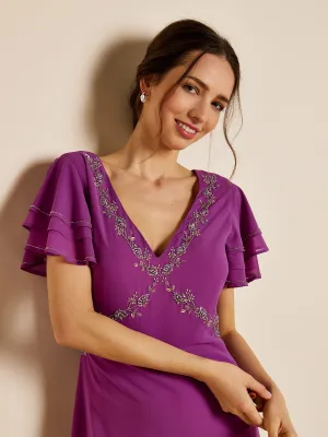 GWD Alessia Sparkle Floral Purple Maxi Dress