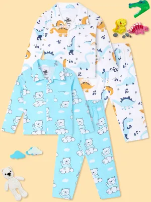 Kids Pajama Set Combo of 2- Dino Trip & Hello Bear