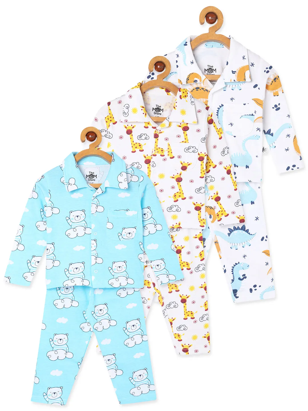 Kids Pajama Set Combo of 3 - Dino Trip, Hello Bear & Tall as a Giraffe