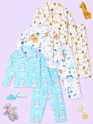 Kids Pajama Set Combo of 3 - Dino Trip, Hello Bear & Tall as a Giraffe