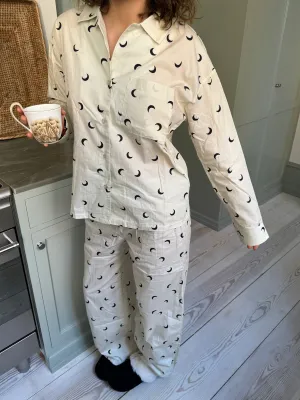 Kyla pyjamas shirt with moons - Beige