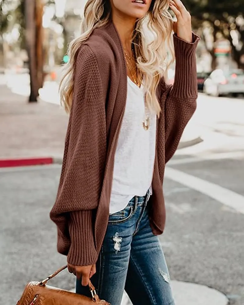 Mafulus Women's Cardigan Sweaters Oversized Chunky Knit Kimono Slouchy Wrap Batwing Open Front Outwear Coat