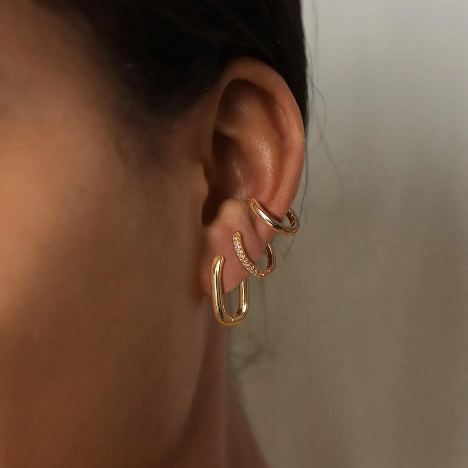 MIDEEO Gold/Silver Hoop Earrings for Women, 14K Gold Plated Twisted Huggie Hoop Earrings Hypoallergenic Thick Open Lightweight Chunky Hoop Earrings Jewelry for Gifts