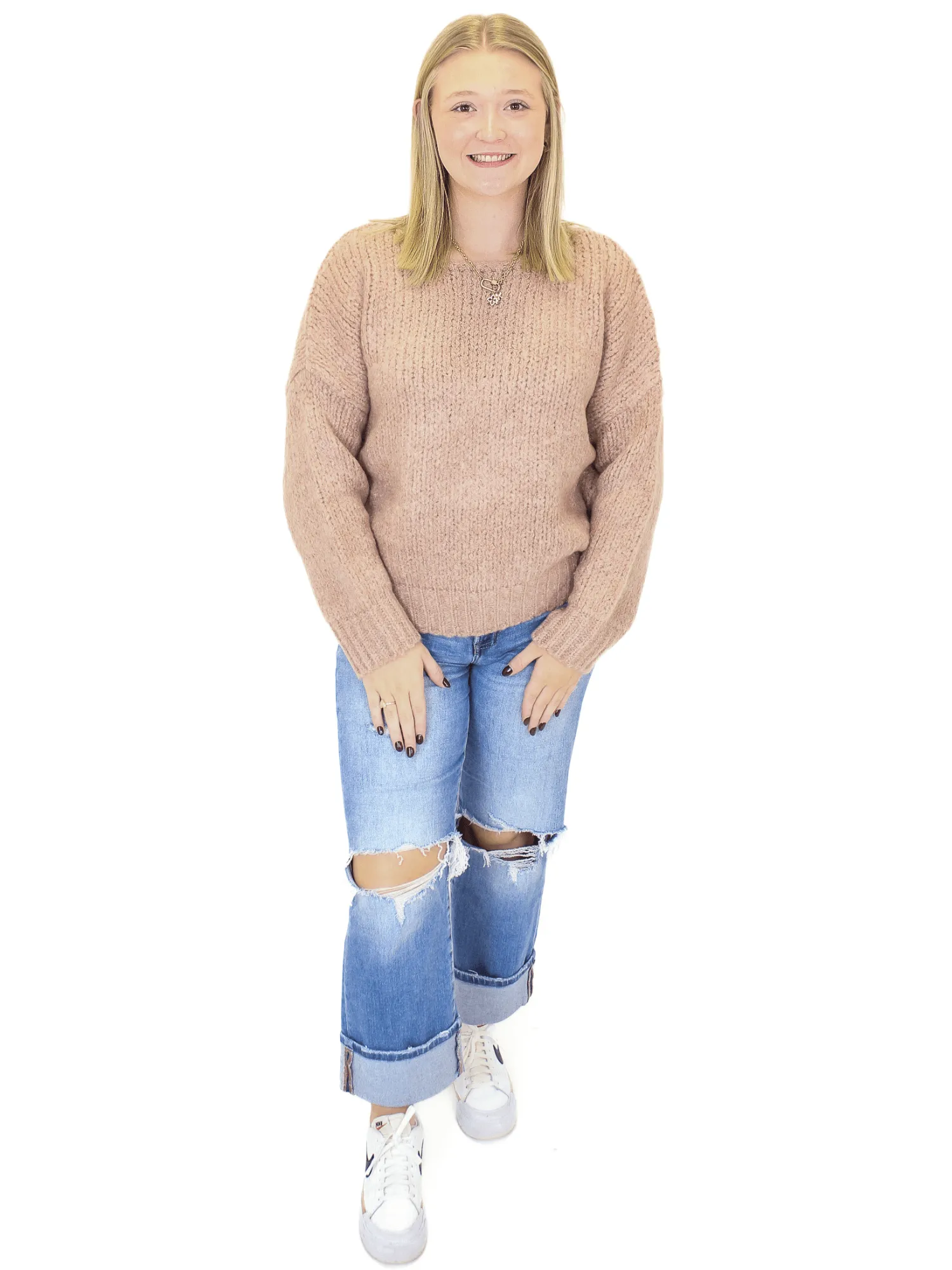 Molly Bracken Chunky Knit Sweater - Dusty Pink