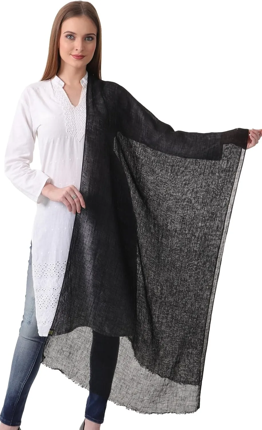Natural Flax Linen, Solid Color, Light, Airy All Weather Scarf.