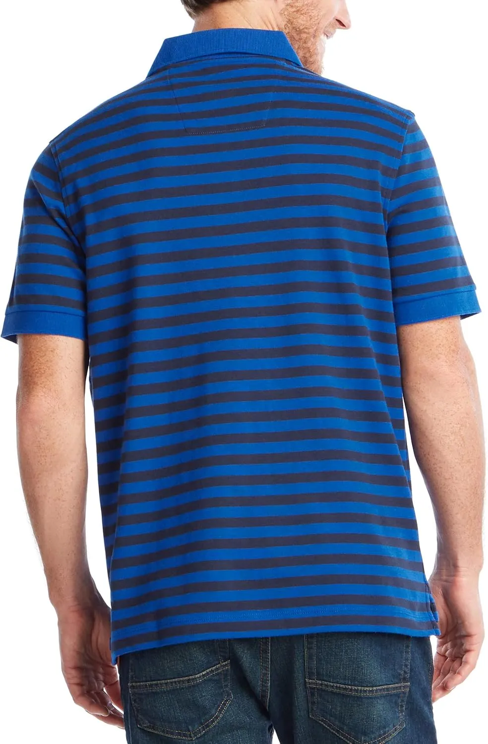 Nautica Men's Classic Fit 100% Cotton Soft Short Sleeve Stripe Polo Shirt
