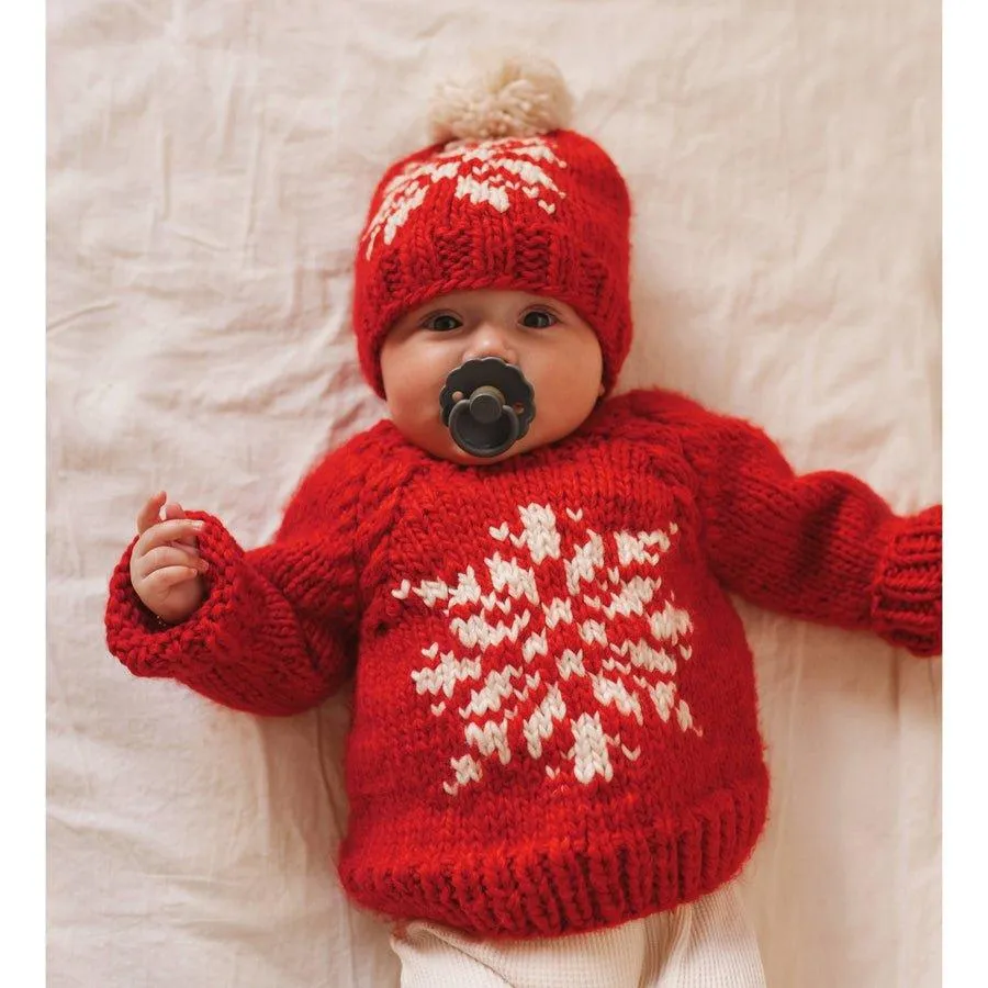 Red Snowflake Sweater and Beanie Set