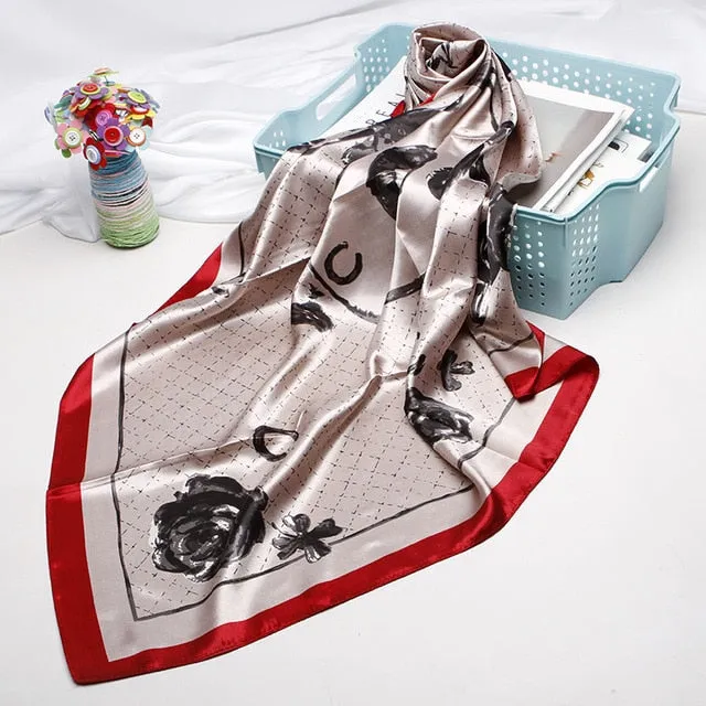Silk Scarf 90*90cm Foulard Bandana Long Large Shawls Wraps Winter Neck Scarves Pashmina Lady Hijab