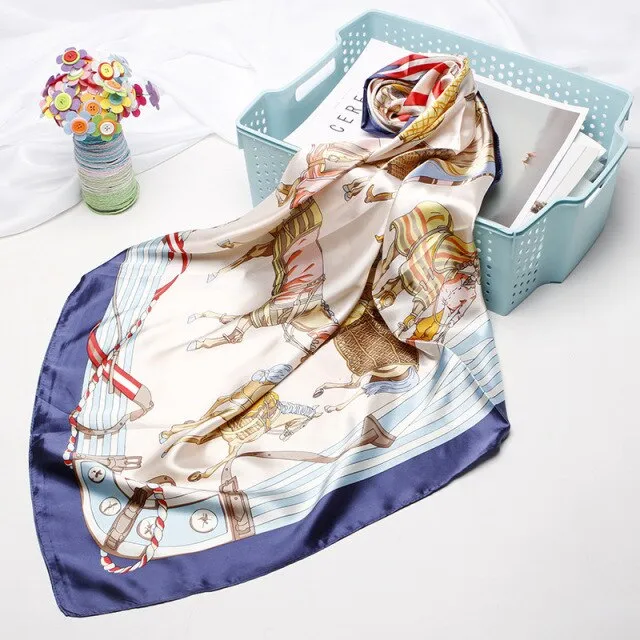 Silk Scarf 90*90cm Foulard Bandana Long Large Shawls Wraps Winter Neck Scarves Pashmina Lady Hijab