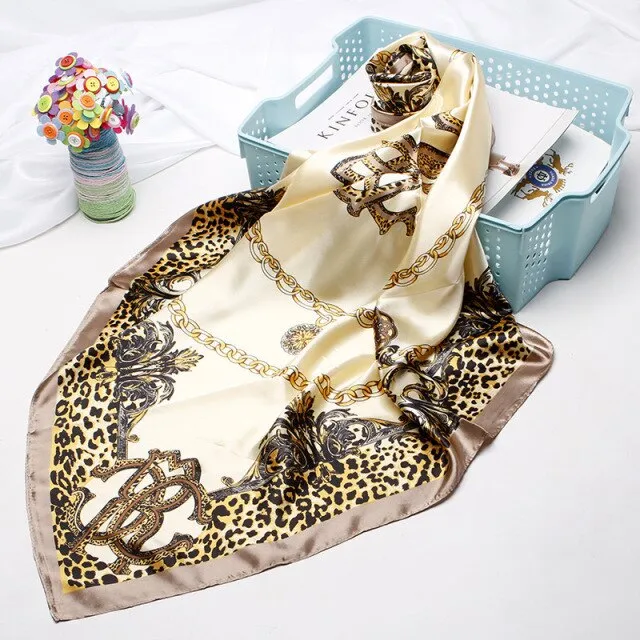 Silk Scarf 90*90cm Foulard Bandana Long Large Shawls Wraps Winter Neck Scarves Pashmina Lady Hijab