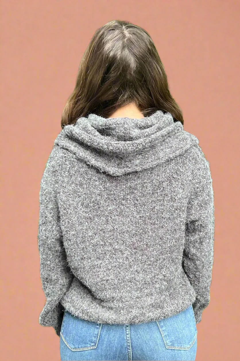 Soft Cowl Neck Sweater - Dark Gray