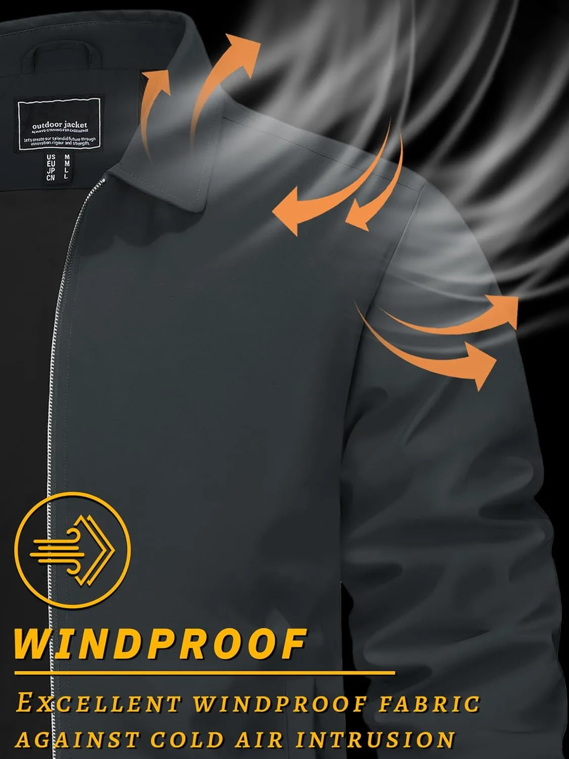 TACVASEN Mens Lightweight Windbreaker Full Zip Up Laydown Collar Jackets Light Casual Coat with Zip Pockets