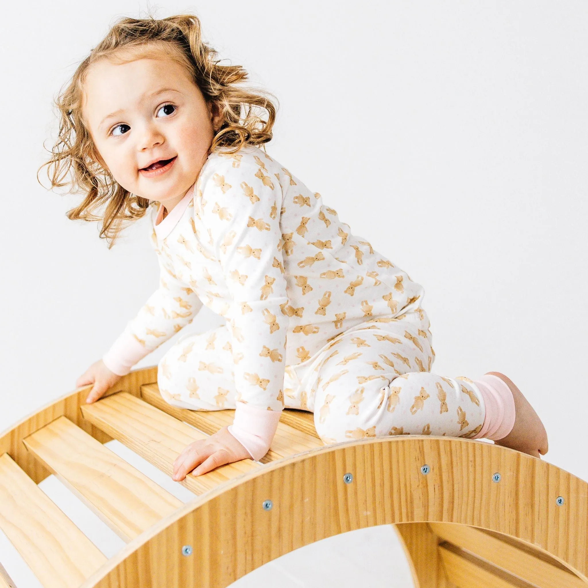 Teddy Long Pajamas - Pink by Luna and Arlo