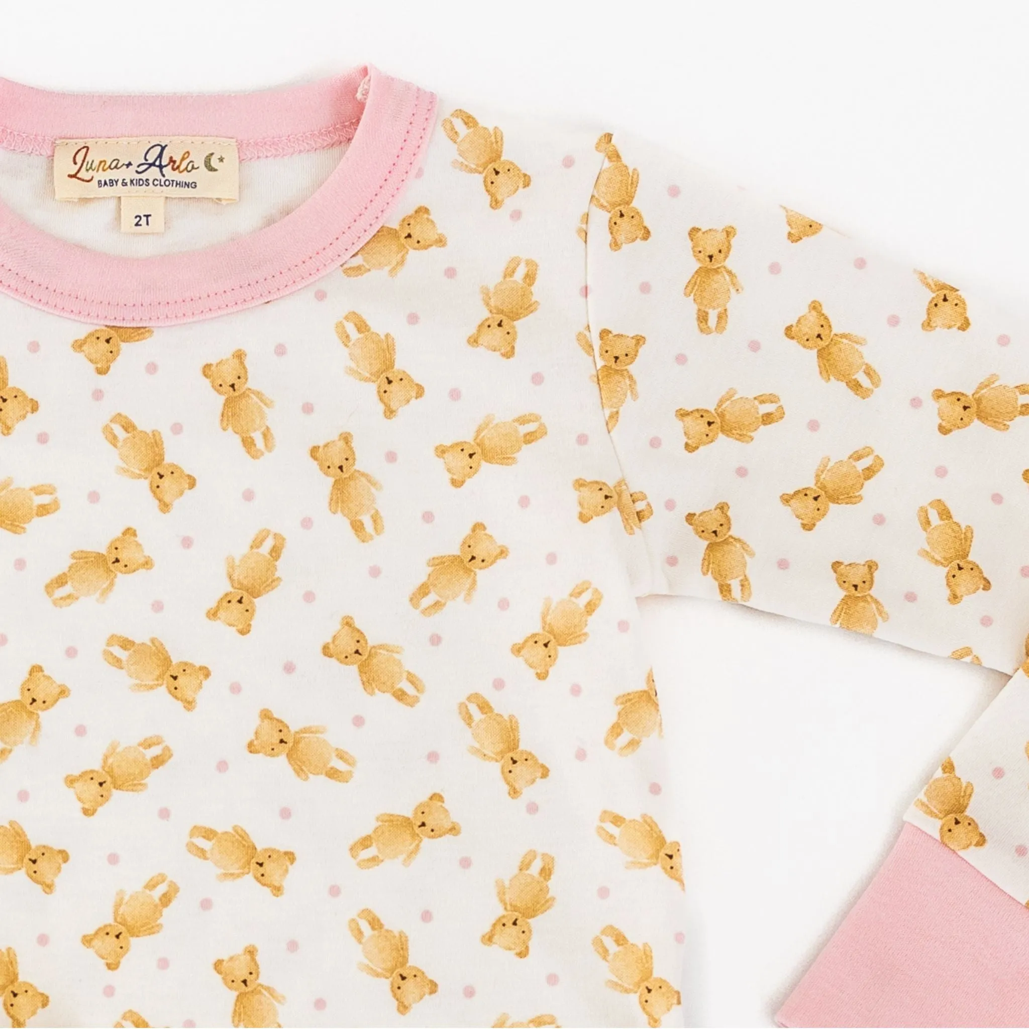 Teddy Long Pajamas - Pink by Luna and Arlo