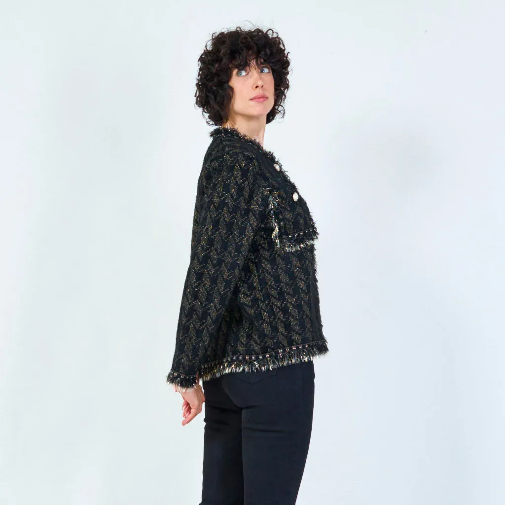 Textured fringe-trim cardigan wholesale