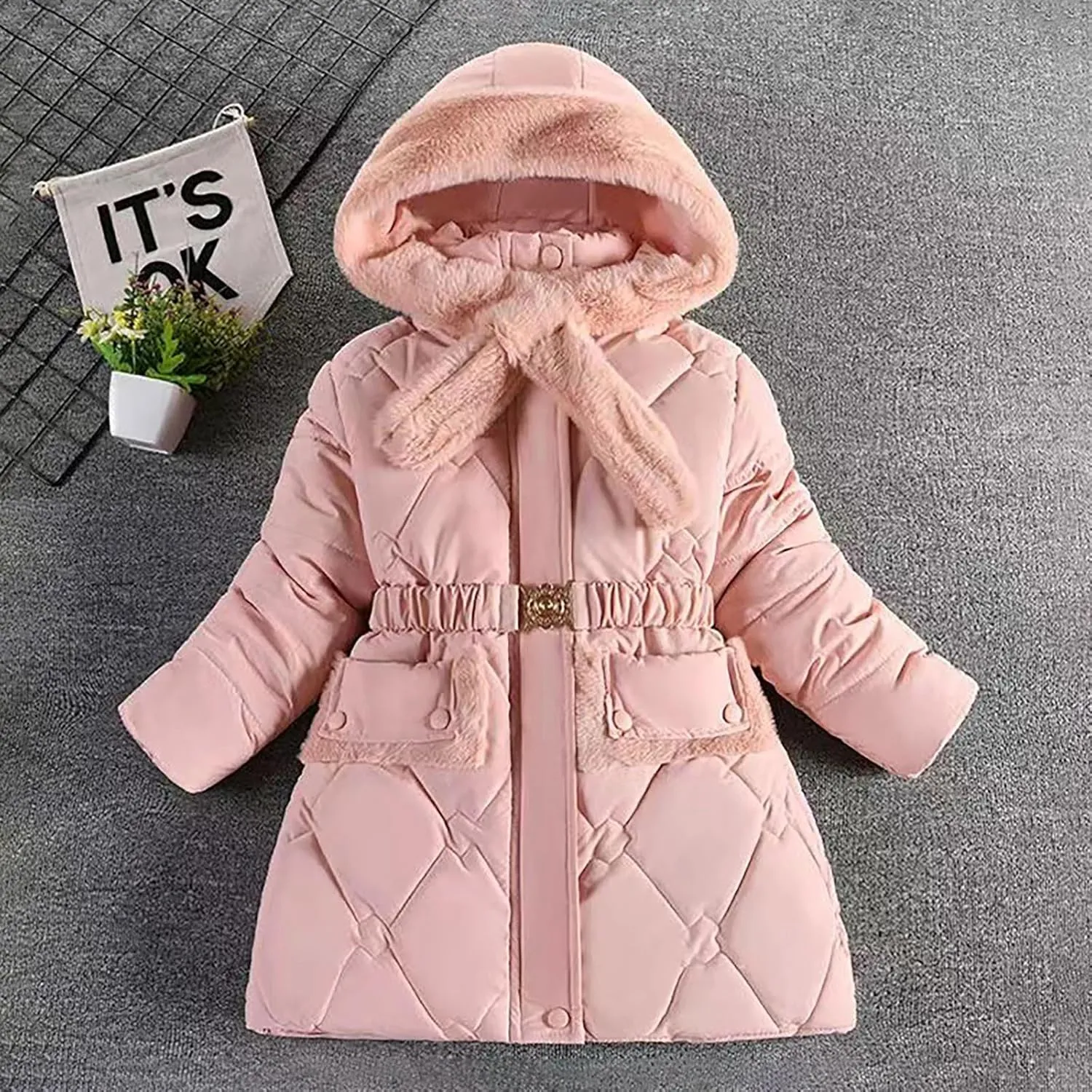 Toddler Fleece Jackets Light Weight Zip up Hoodie Infant Outerwear Insulated Winter Ski Jacket Padded Outfit