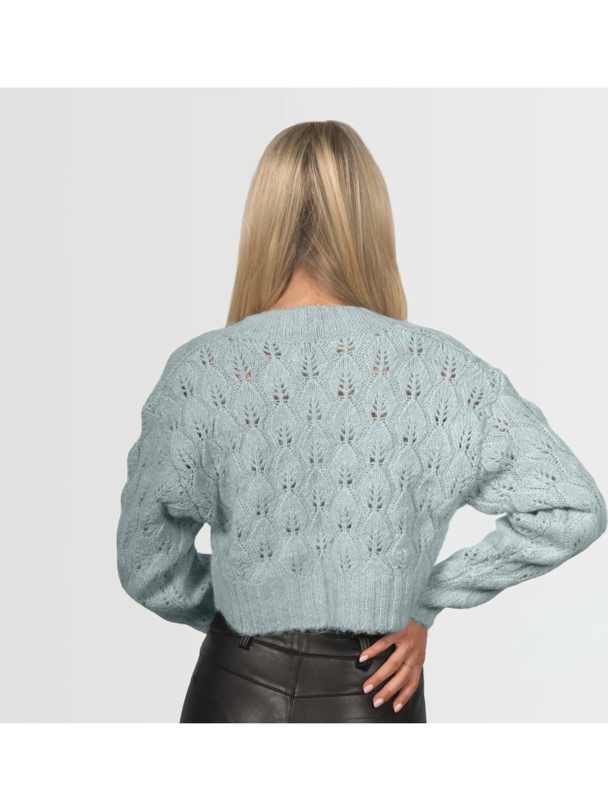 Topshop Women's Stretchy Crop Cardi - Blue