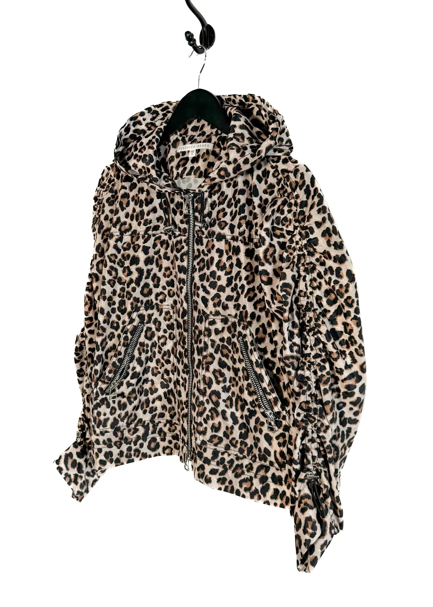 Veronica Beard Leopard Print Windbreaker Utility Jacket