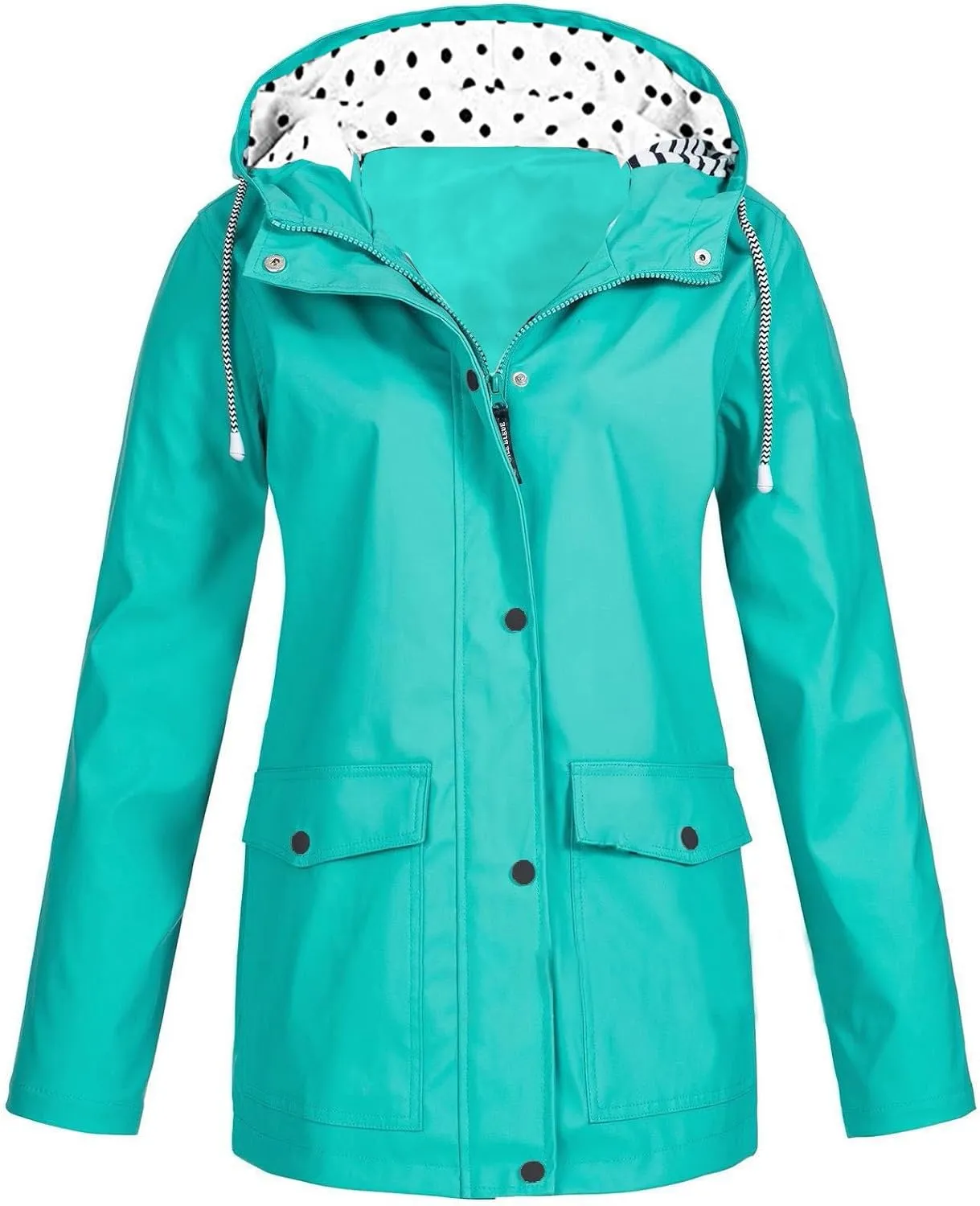 Waterproof Rain Jacket Women Lightweight Outdoor Trench Coats Long Sleeve Lined Rain Jacket Casual Trench Windbreaker