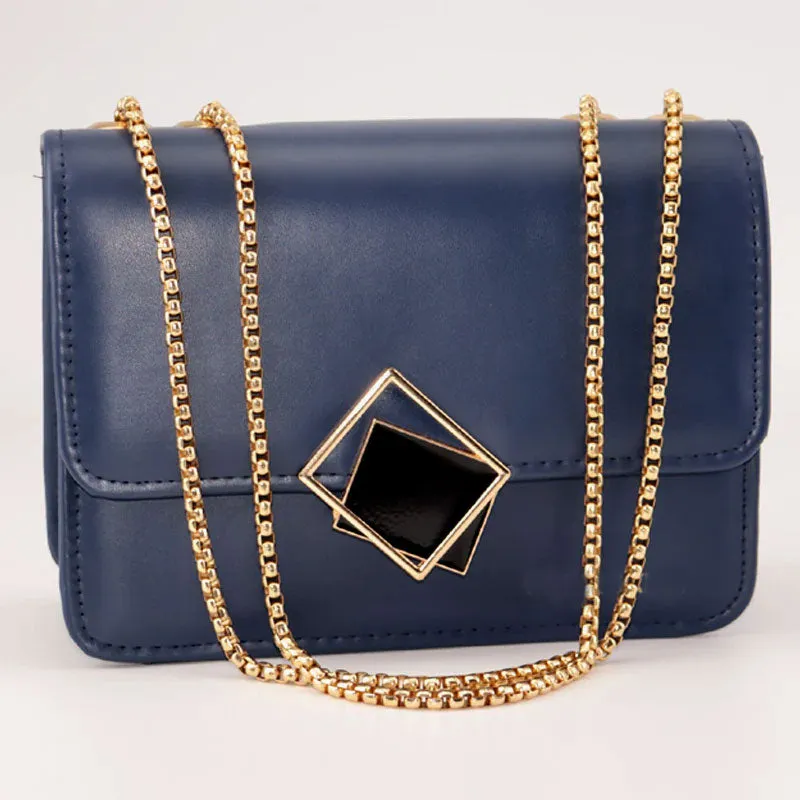 Women Flap Open Square Bag Gold Chain Crossbody Purse #CK-349 #22