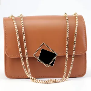 Women Flap Open Square Bag Gold Chain Crossbody Purse #CK-349 #22