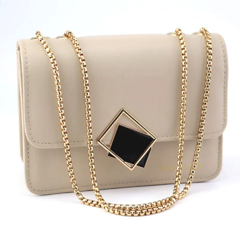 Women Flap Open Square Bag Gold Chain Crossbody Purse #CK-349 #22