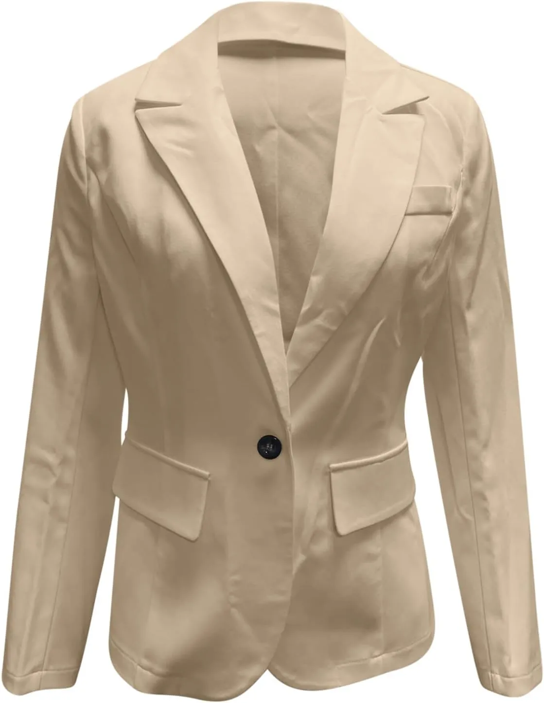 Women Long Sleeve Work Blazers Outerwear Trendy Lightweight Button Blazer Jacket Solid Open Front Outerwear Tops