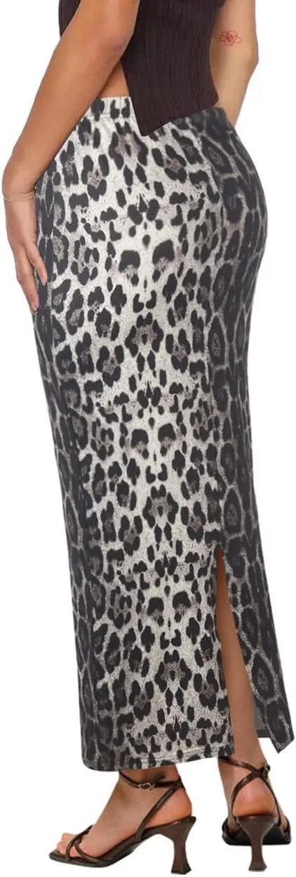Womens Mini Skorts Casual Y2k Mid-Waisted Print Skirt Pencil Leopard Print Bodycon Skirts with Shorts