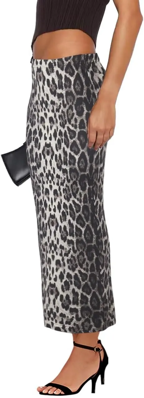 Womens Mini Skorts Casual Y2k Mid-Waisted Print Skirt Pencil Leopard Print Bodycon Skirts with Shorts