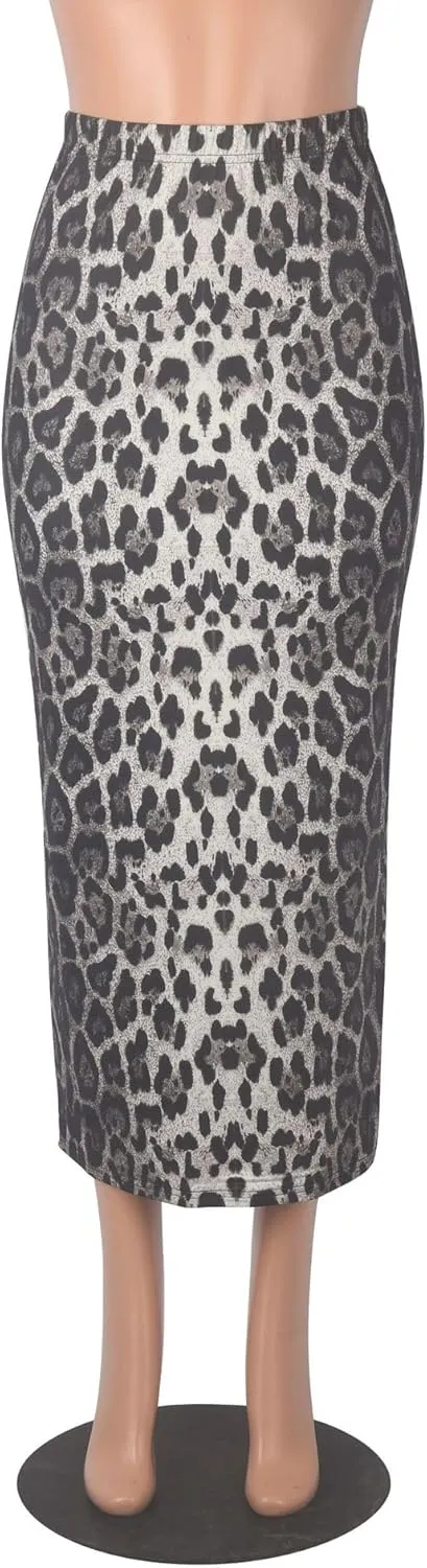 Womens Mini Skorts Casual Y2k Mid-Waisted Print Skirt Pencil Leopard Print Bodycon Skirts with Shorts