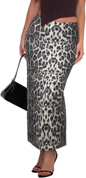 Womens Mini Skorts Casual Y2k Mid-Waisted Print Skirt Pencil Leopard Print Bodycon Skirts with Shorts