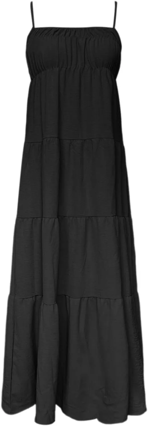 Women's Sleeveless Dress Casual Plain Loose Summer Vacation Long Maxi Dresses with Pockets