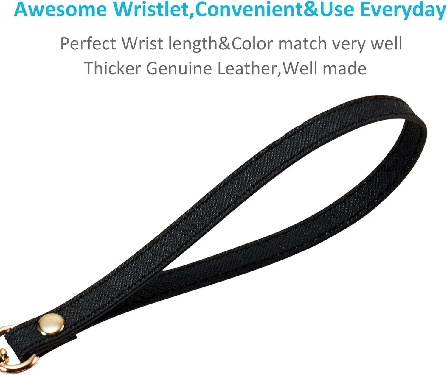 Wristlet KeyChain Strap for Wallets Bag Keys Phone Case Wristlet Strap Genuine Leather Strong&Sturdy