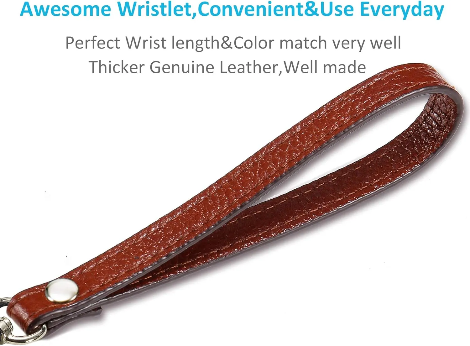 Wristlet KeyChain Strap for Wallets Bag Keys Phone Case Wristlet Strap Genuine Leather Strong&Sturdy